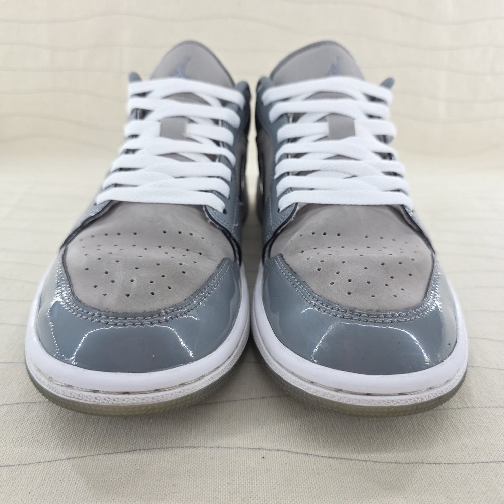 Air Jordan Mens 1 SE Low Patent Cool Grey White Sneakers Shoes HF3148-011 Sz 8.5 - Picture 5 of 13